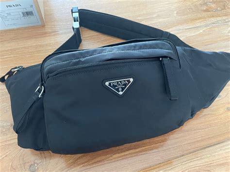 Prada Marsupio Tessuto Nylon Triangle Logo Black Belt Bag